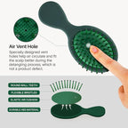 RHOS Mini Hair Brush for Women,Men and Kids-Travel Size Hair Brush for Purse,Pocket,backpack-Small Cushion Paddle Brush with Soft Bristles-Mini Detangler Brush for All Hair Types(1 Pack-Green)