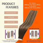 Full Shine Hair Extensions Tape in Color 2 Darkest Brown Ombre 3 Darker Brown And 27 Caramel Blonde Long Tape in Hair Extensions Remy Seamless Invisible Skin Weft 18Inch 50G 20Pcs Natural Straight