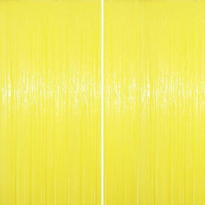 Voircoloria Pastel Yellow Foil Fringe Backdrop Curtains, 2 Pack | Tinsel by Voircoloria