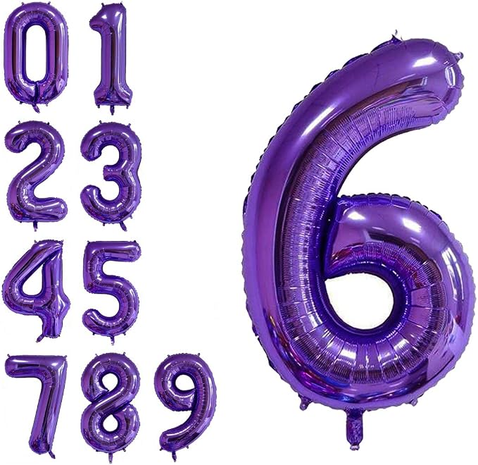 40 Inch Jumbo Purple Number 6 Balloon Giant Balloons Prom Balloons Helium Foil by RBWZQQY