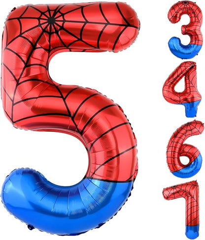 40 Inch Vibrant Spider-Themed Number Foil Balloons by AXBMM