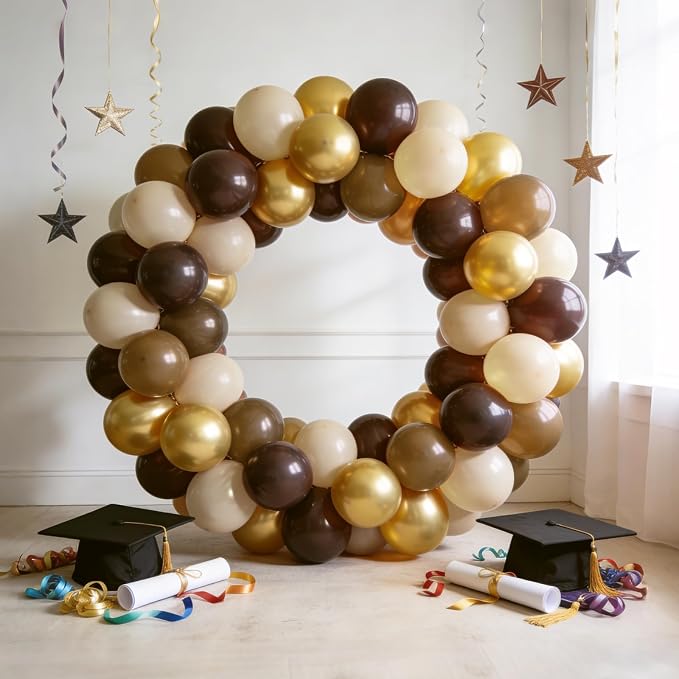Bezente Brown and Gold Balloons Set 60pcs 12 inch | Sand White Neutral Helium - Image 6