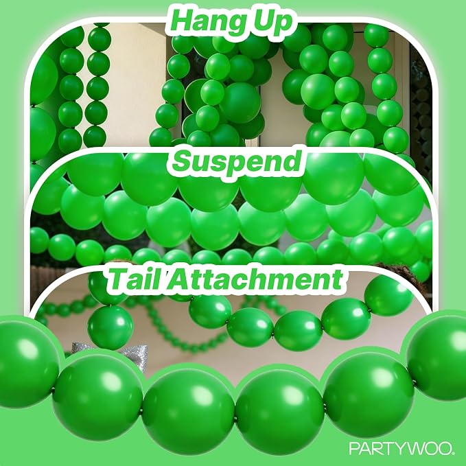 PartyWoo Green Linking Balloons 100pcs 12 Inch Green Link Balloons | - Image 6