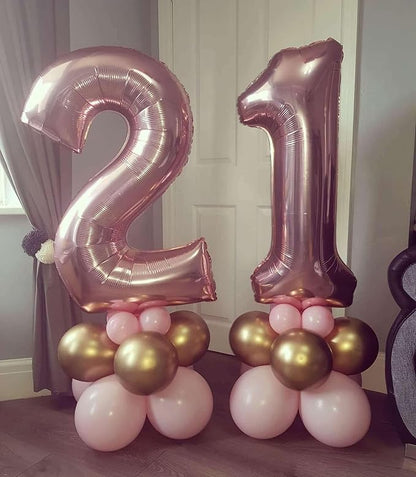 Rose Gold 21 Number Balloons, 40 Inch Giant Number 21 Balloons Foil Mylar - Image 3
