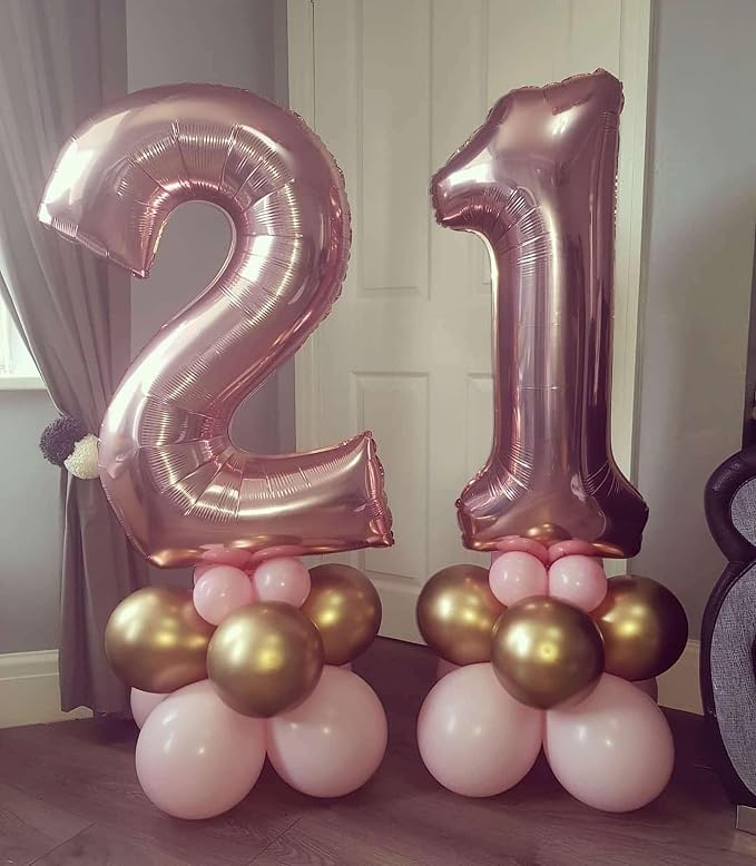Rose Gold 20 Number Balloons, 40 Inch Giant Number 20 Balloons Foil Mylar - Image 4