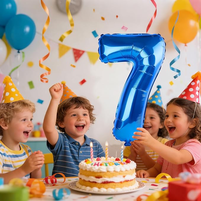 40 Inch Number 7 Balloons for 7th Birthday Party Decorations, 0-100 Dark Blue - Image 2