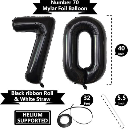 Number Balloons Black Party Balloon - Image 2