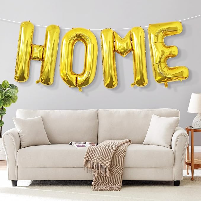 Gold HOME Balloons, 40 Inch HOME Letter Balloons Gold Home Balloon Banner - Image 4