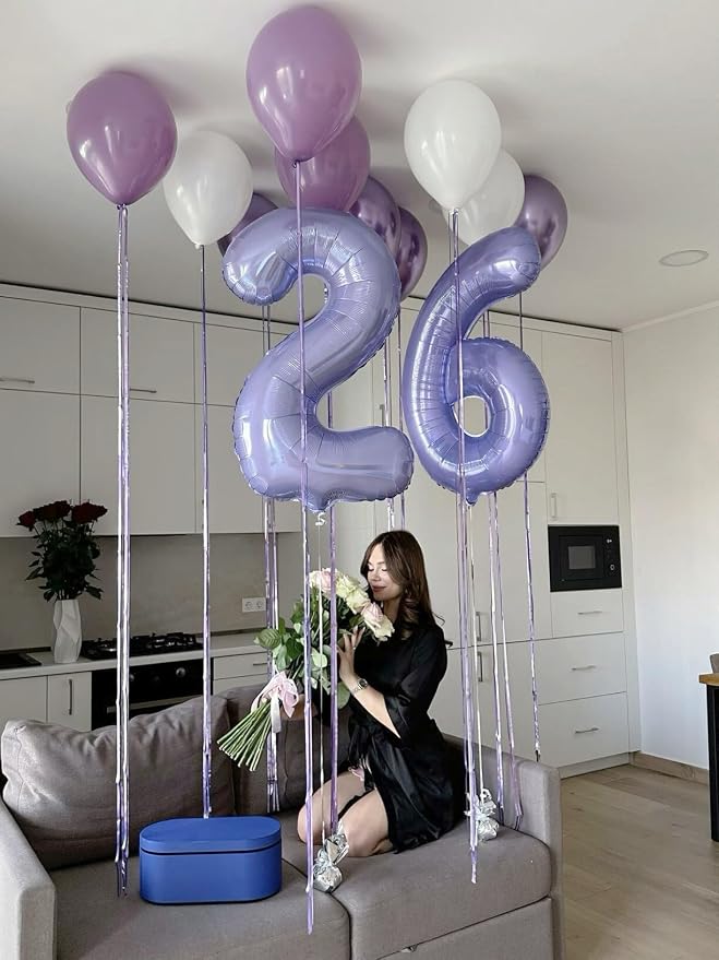 Lilac Number 6 Balloon 40 inch, Lavender Birthday Party Balloons Decorations | - Image 4