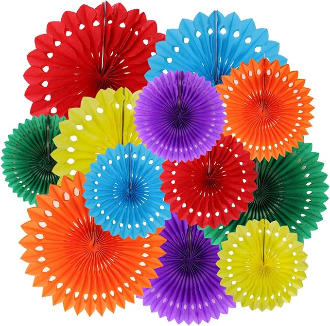 ZOOYOO Hanging Paper Fans Party Decorations, Colourful Ceiling Decor by ZOOYOO