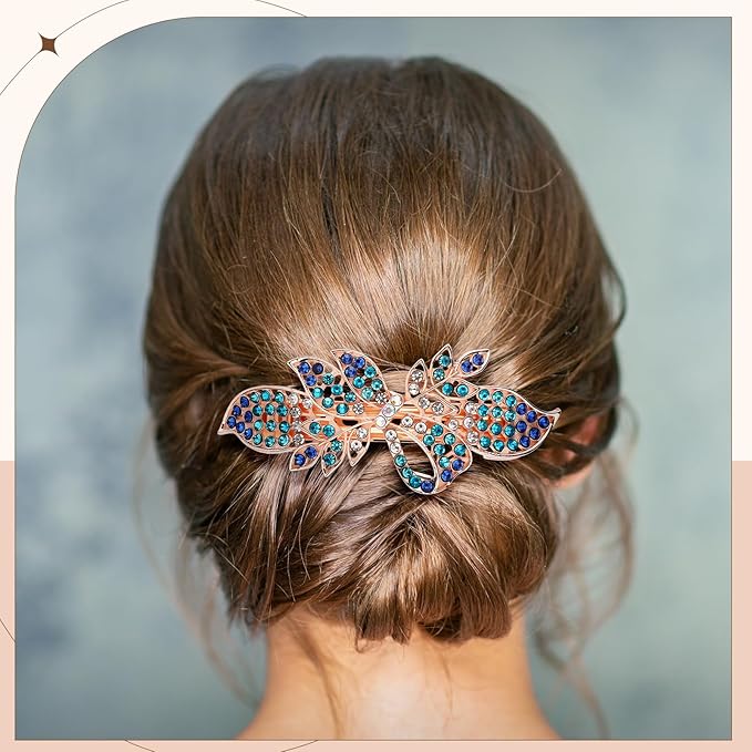 Geyoga 6 Pieces Vintage Hair Barrettes for Women Retro Flower French Pearl Crystal Rhinestones Clips Hair Pins for Women Styling Accessories(Shining Style)