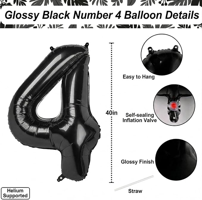 Black Number 14 Balloon 40 Inch, Foil Numeral - Image 4
