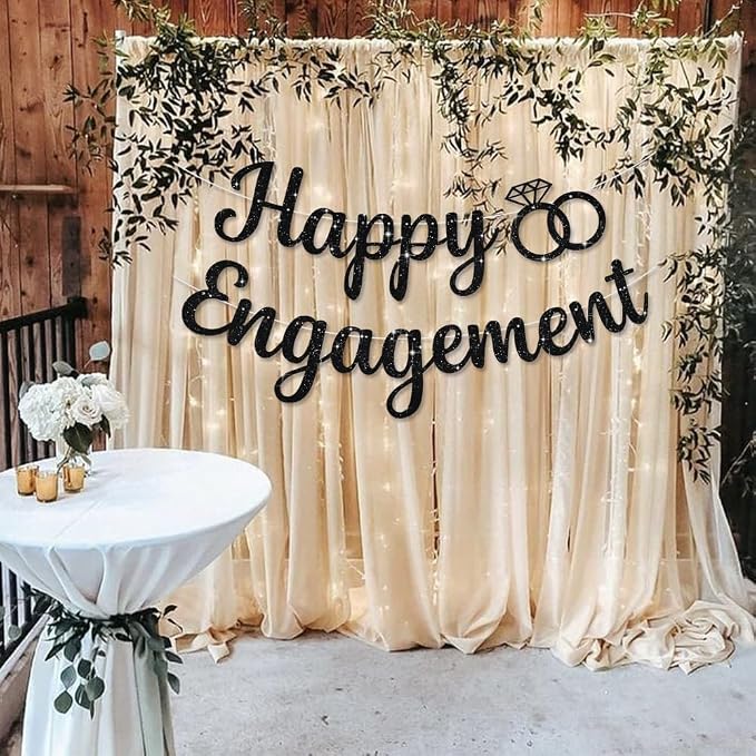 BEISHIDA Glitter Happy Engagement Banner-No DIY, Engagement Party Decorations - Image 6