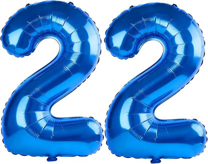40 Inch Number 22 Balloons for 22nd Birthday Party Decorations, 0-100 Dark Blue by FOBELEC