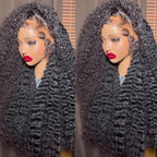 250 density Deep Wave Lace Front Wigs Human Hair Glueless Wig HD Lace Front Wigs Pre Plucked with Baby Hair for Women 13x6 Deep Curly Frontal Wigs Human Hair