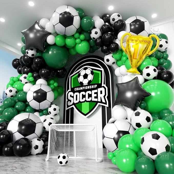 Soccer Party Decorations 153Pcs, World Soccer Balloon Garland Arch Kit by PTGOLUO
