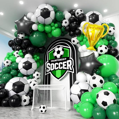 Soccer Party Decorations 153Pcs, World Soccer Balloon Garland Arch Kit by PTGOLUO