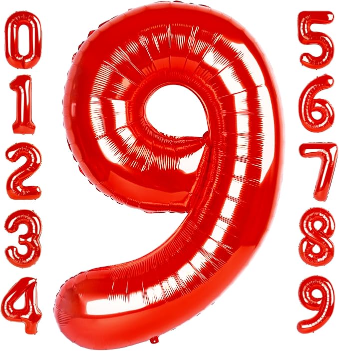 Number 9 Balloons 40 Inch Red Balloon by Mluchee