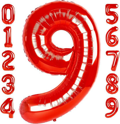 Number 9 Balloons 40 Inch Red Balloon by Mluchee