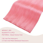 WENNALIFE Peach Pink Clip in Hair Extensions Real Human Hair 35g 6pcs 16 Inch Colored Hair Extensions for Kids Women Colorful Hair Pieces Pop-up Style Straight Extensiones De Cabello Humano Con Clip