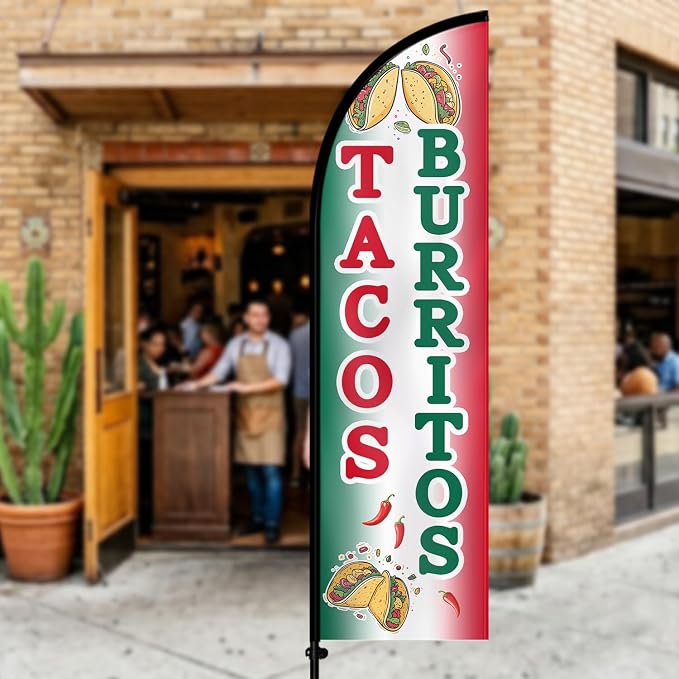 1PC Double Sided Tacos Burritos Feather Flag - Image 2