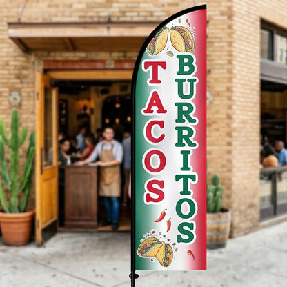 1PC Double Sided Tacos Burritos Feather Flag - Image 2
