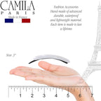 Camila Paris CP3361 French Hair Barrette Clip for Girls, Handmade, White, Metal-Free Closure Strong Hold Grip Hair Clips for Women, No Slip and Durable Styling Girls Hair Accessories, Made in France