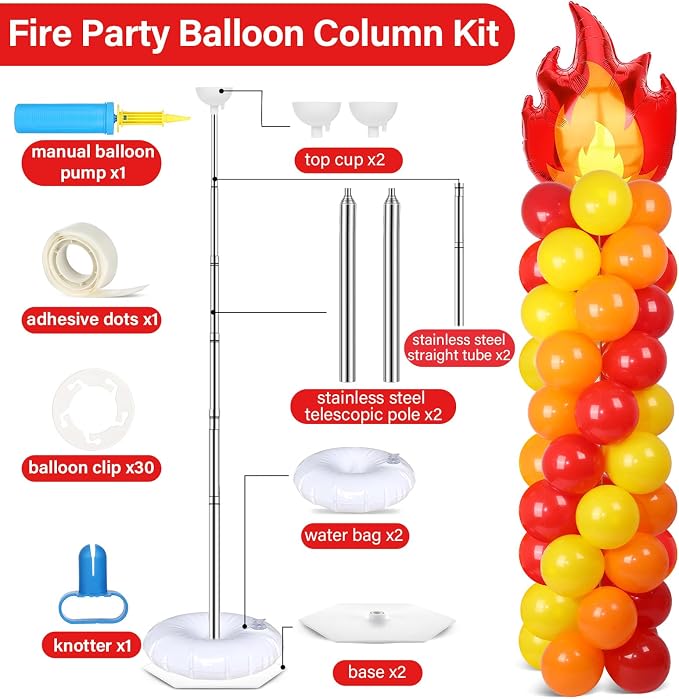 2 Sets Fire Party Balloon Column Stand Kit - Image 2
