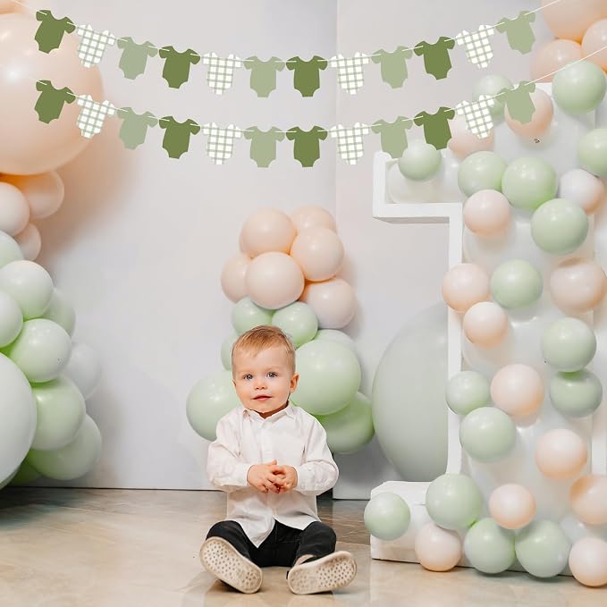 Weysat 2 Pcs Baby Clothes Banner Baby Boys Girls Shower Decorations Green - Image 6