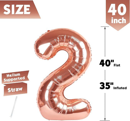 40 In Rose Gold Number 2 Balloon, 2nd Birthday Party Decorations - Image 5