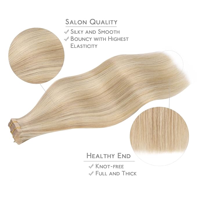 WENNALIFE Tape in Hair Extensions Human Hair, 20pcs 50g 18 inch Dirty Blonde Highlighted Bleach Blonde Remy Hair Extensions Straight Human Hair Tape in Extensions Skin Weft Extensions Hair