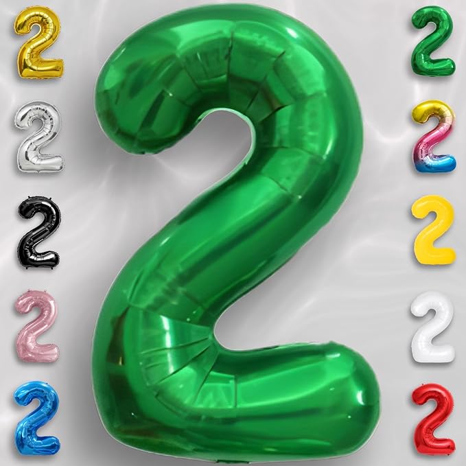 Green Number Balloon 2 Mylar Foil Balloons 16 inch - Image 4