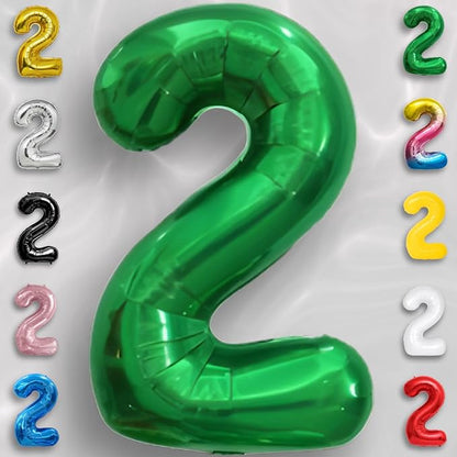 Green Number Balloon 2 Mylar Foil Balloons 16 inch - Image 4