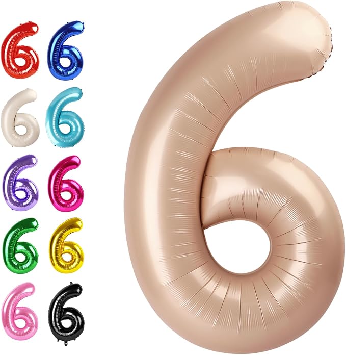 Light Brown Number 6 Balloon 40 inch, Light Brown Birthday Party Decorations | by Upgesy