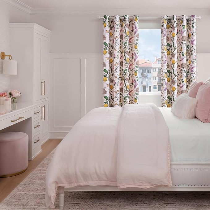 Topfinel Pink Window Curtains 96 Inch Long Cute Heat Block Vintage Farmhouse - Image 5
