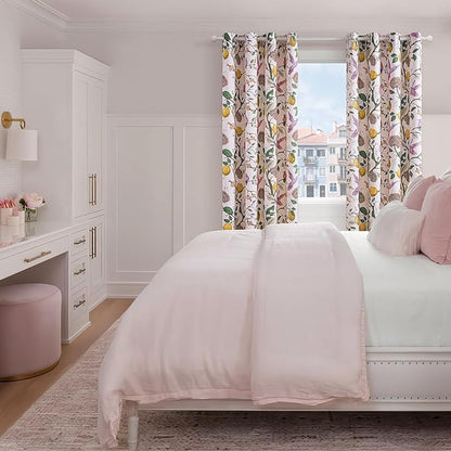 Topfinel Floral Curtains 84 Inch Length 2 Panels Set Pink Spring French Country - Image 5