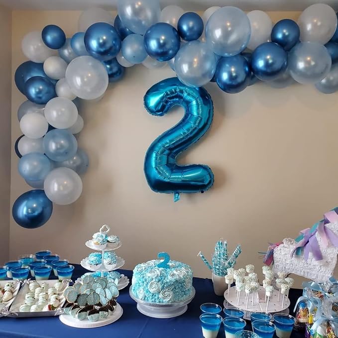 40'' Blue Number 1 Balloons, Giant Self Inflating Foil Number Balloons Set 0-9 - Image 5