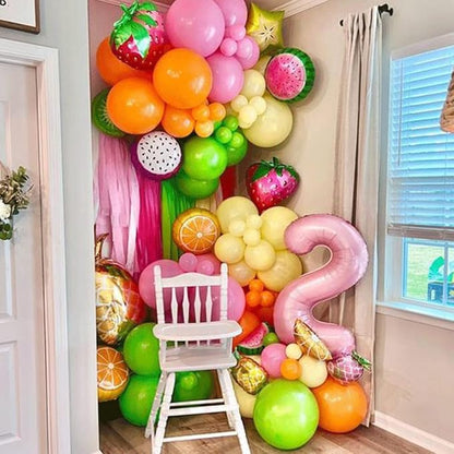 Fruit Balloon Garland Arch Kit Pink Rose Red Yellow Green Orange Balloons | - Image 7
