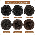 CJL HAIR Large Messy Bun Hair Piece Wavy Curly Scrunchies Synthetic Chignon Ponytail Hair Extensions Thick Updo Hairpieces for Women Dark Chocolate