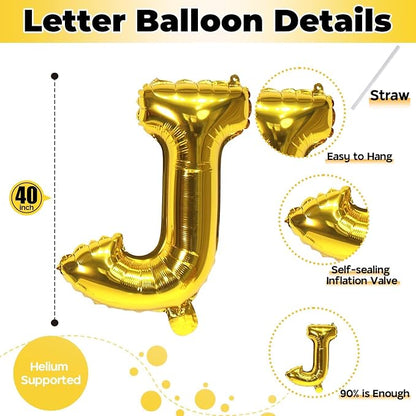 Big Alphabet J Foil Letter Balloons 40 Inch Self Inflating Name Balloon Decor - Image 2