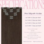 PINKPEARL Human Hair Clip in Hair Extensions 16inch #4 Chocolate Brown Clip in Hair Extensions Real Human Hair 7pcs 120g Natural Human Hair Clip ins for Women(#4-16)
