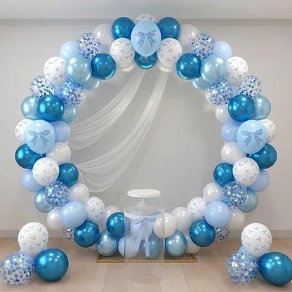 Blue Bow Balloons, Metallic Macaron Preal White Balloon Bow Print Balloon - Image 5