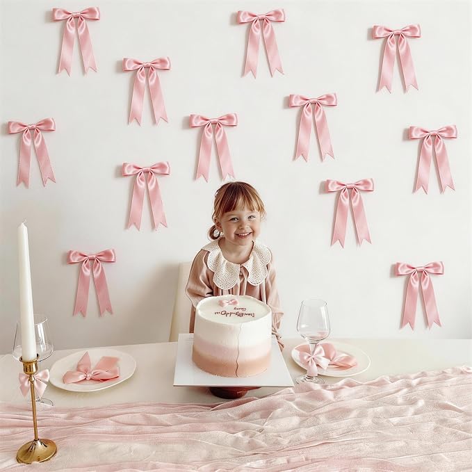 2 Strings Pink Bow Garland Banner Decorations - Image 4