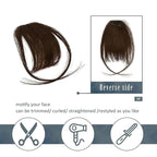 BARSDAR Real Human Hair Bangs Clip in - 100% Human Hair Clip in Bangs for Women - Dark Brown Wispy Bangs Extensions Fringe with Temples Real Hair Bangs Hairpieces - Darker Brown