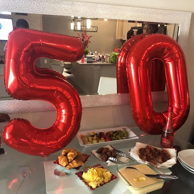 40 Inch Red Number 5 Balloon Large Red Foil Balloon Red 5 Balloons Mylar Helium - Image 4