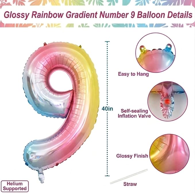 Rainbow Ombre Number 19 Balloon 40 Inch Pastel Foil - Image 4