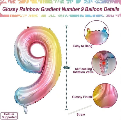 Rainbow Ombre Number 19 Balloon 40 Inch Pastel Foil - Image 4