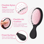 Mini Hair Bursh for Women Men and Kids, Protable Travel Size Hair Brush for Pockets Purse backpack, Mini Detangler Brush for All Hair Types, Small Hair Brush for Detangling(Black&Pink)