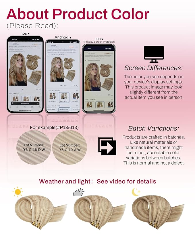 Moresoo Seamless Clip in Hair Extensions Dark Ash Blonde Highlighted with Golden Blonde Remy Clip in Seamless Human Hair Extensions 7pcs/120g 18inch