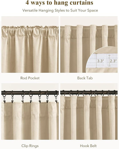 Beige Velvet Drapes Back Tab Privacy - Image 2